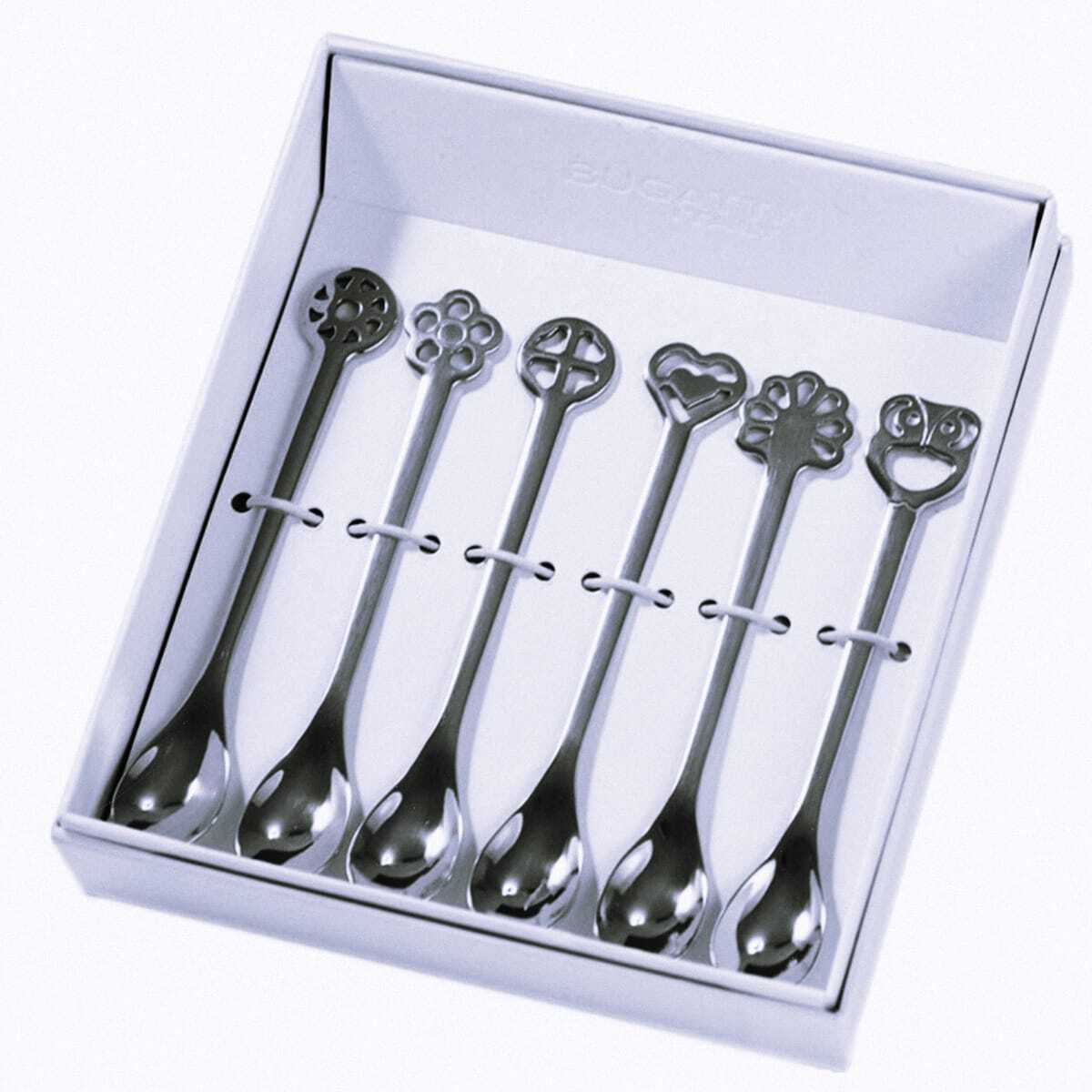 Conjunto 6 Colheres da Sorte Café Moka Prata Kiss Bugatti