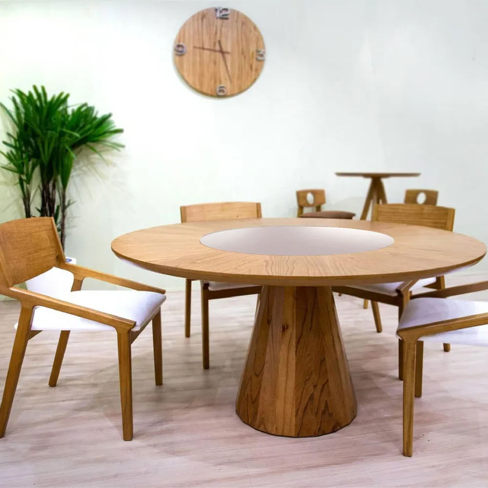 Mesa de Jantar Allure com Centro Giratório Cinamomo e Off White 1,50m - Imagem 2