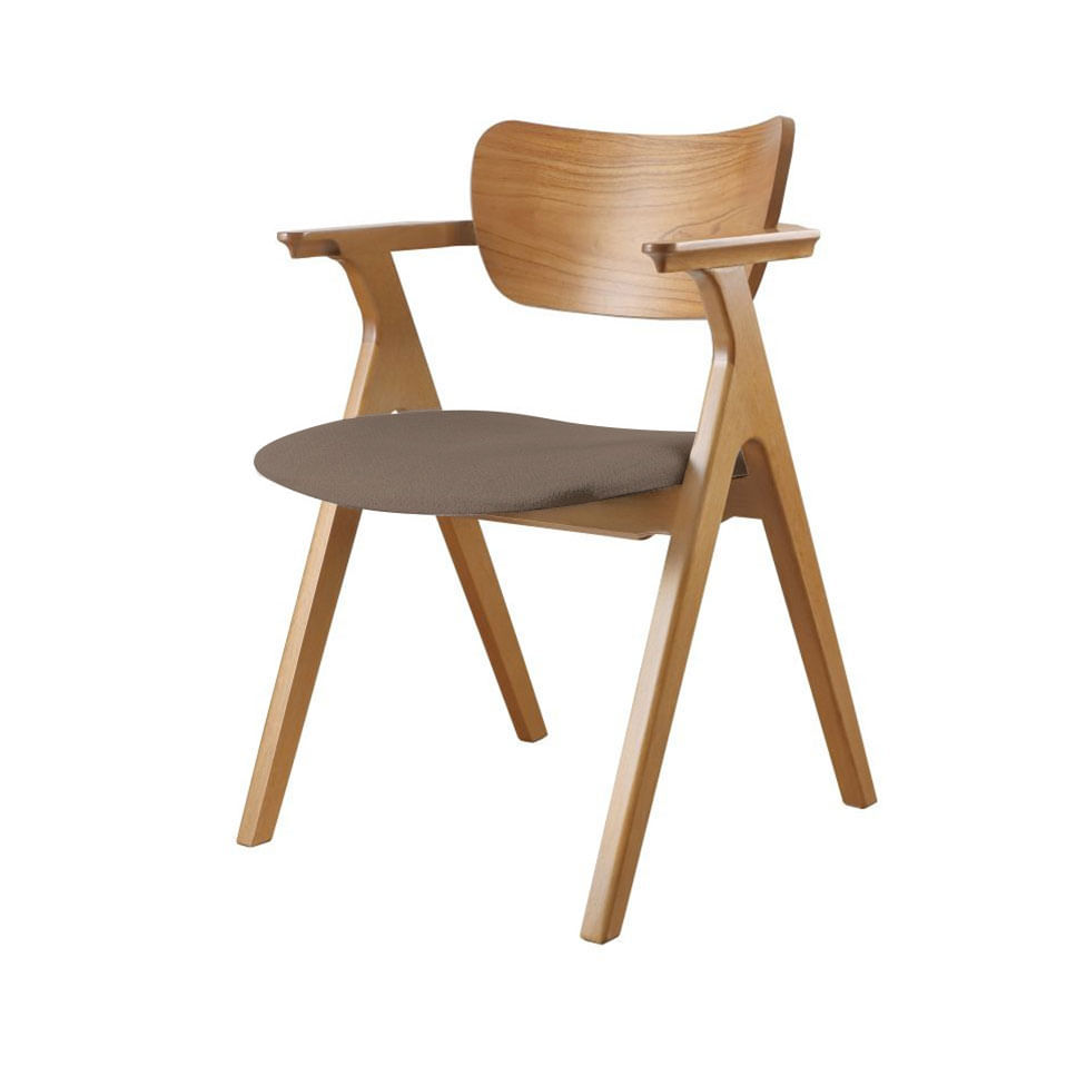 Cadeira Zara Madeira Maciça Assento em Linho Cinza