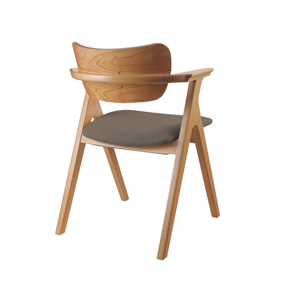 Cadeira Zara Madeira Maciça Assento em Linho Cinza - Imagem 2