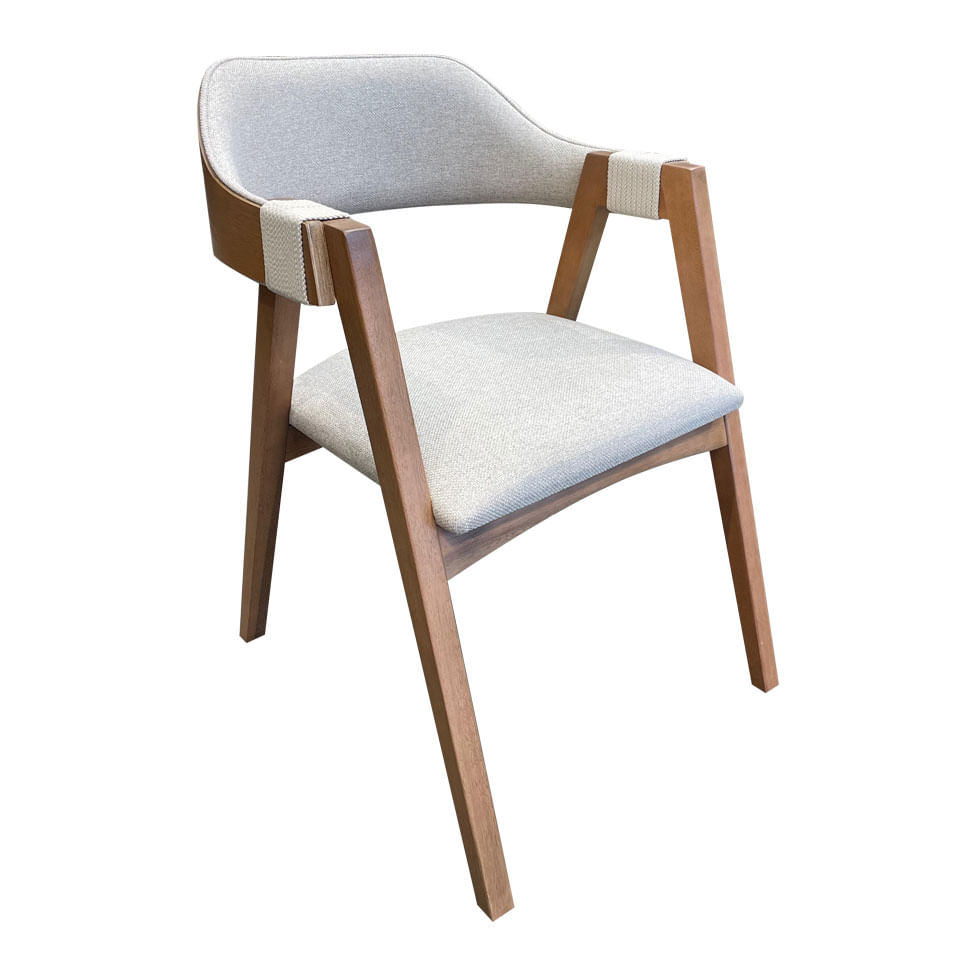 Cadeira Asteca com Braço Avelã Corda Nautica Areia