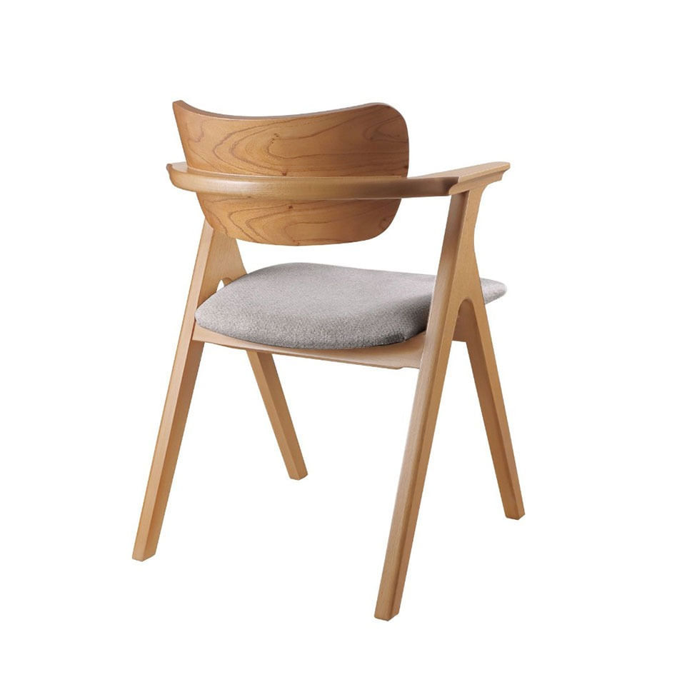 Cadeira Zara Madeira Maciça Assento em Linho Cinza Mescla - Imagem 2