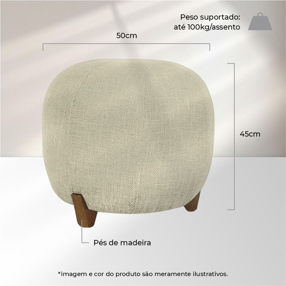 Puff Boul em Linho Bege - Imagem 3