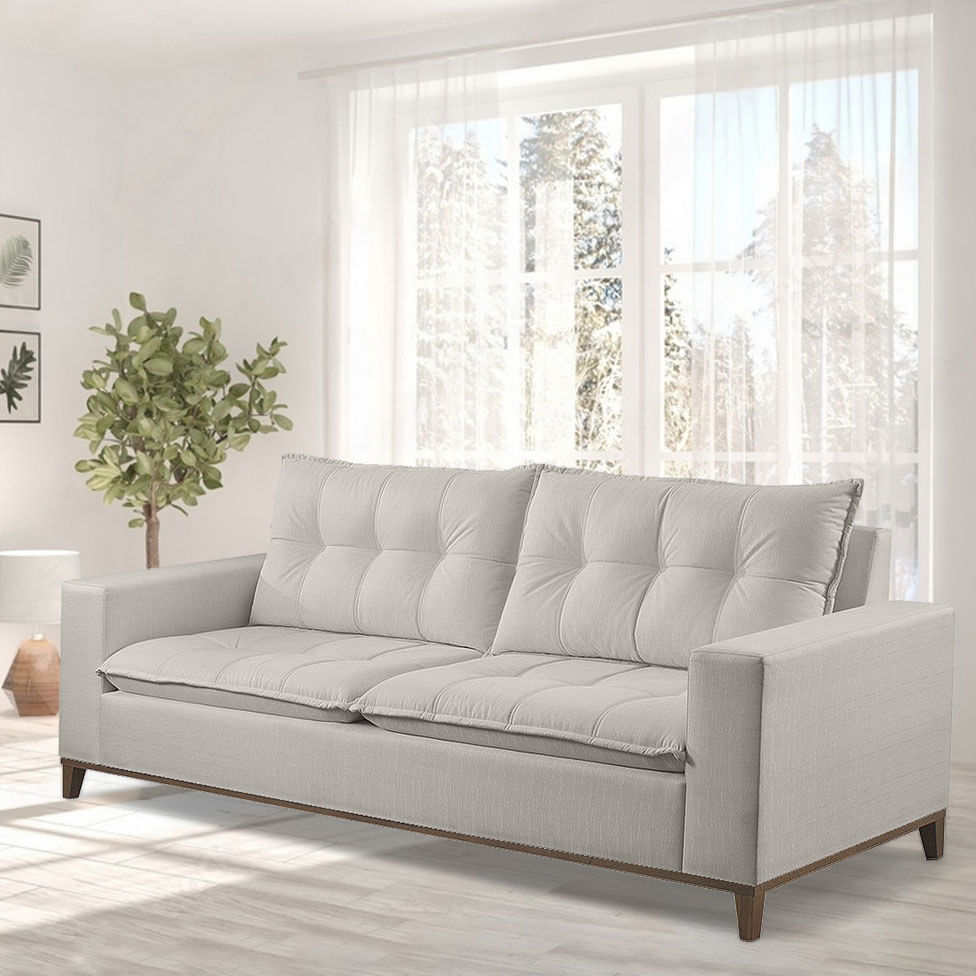 Sofá Rio Fixo em Linho Cinza 2,20m - Imagem 2