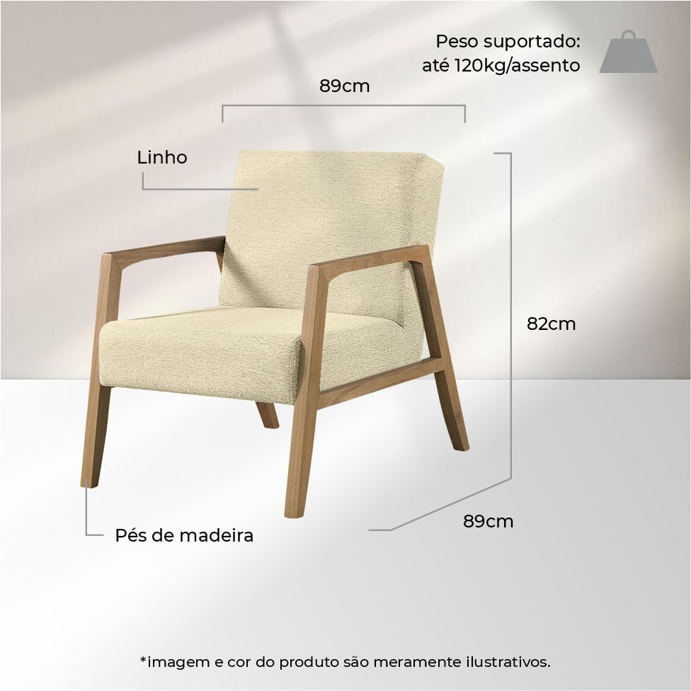 Poltrona Dali em Linho Saturno - Imagem 3