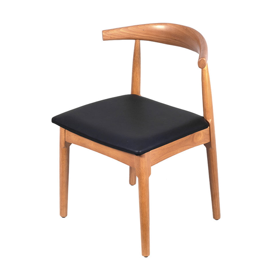 Cadeira Elbow Natural Assento Acolchoado Preto