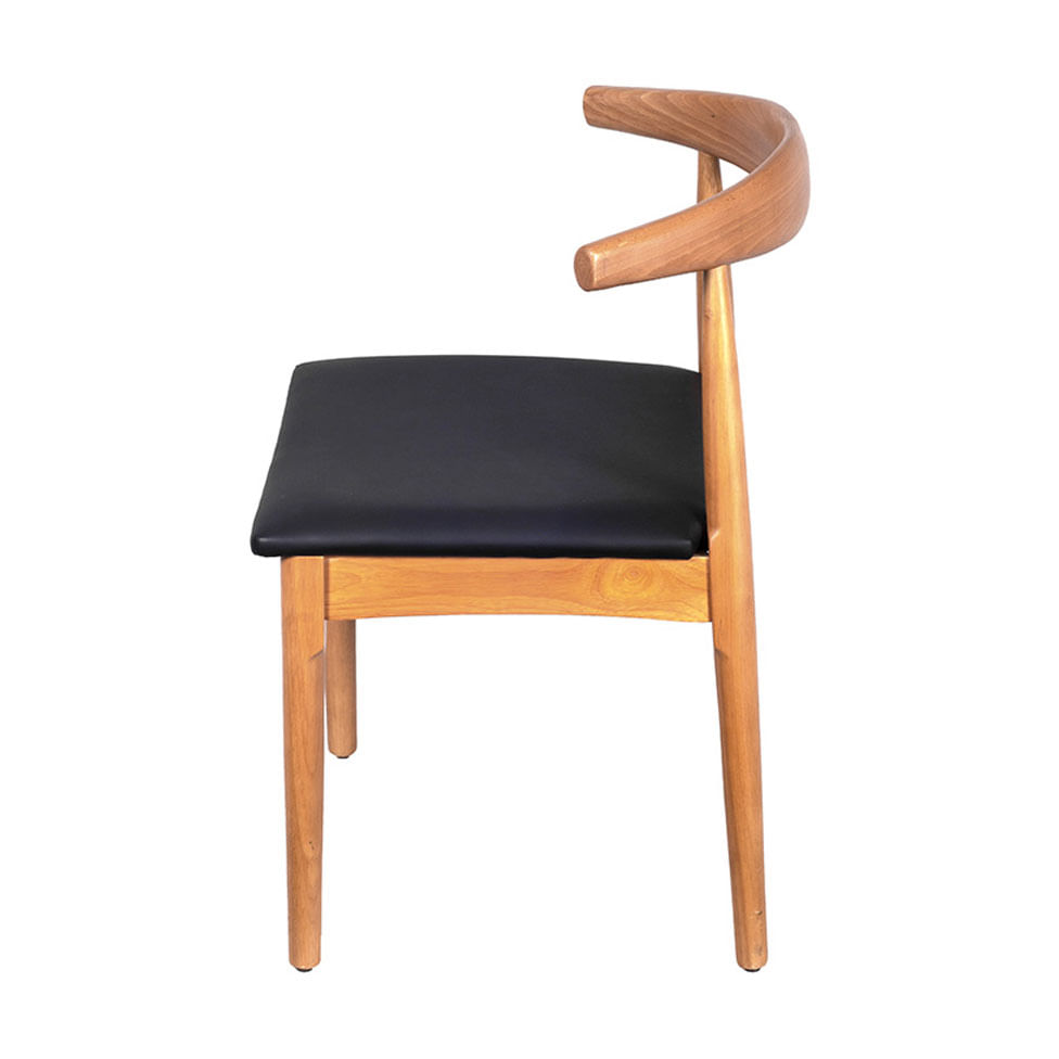Cadeira Elbow Natural Assento Acolchoado Preto - Imagem 3