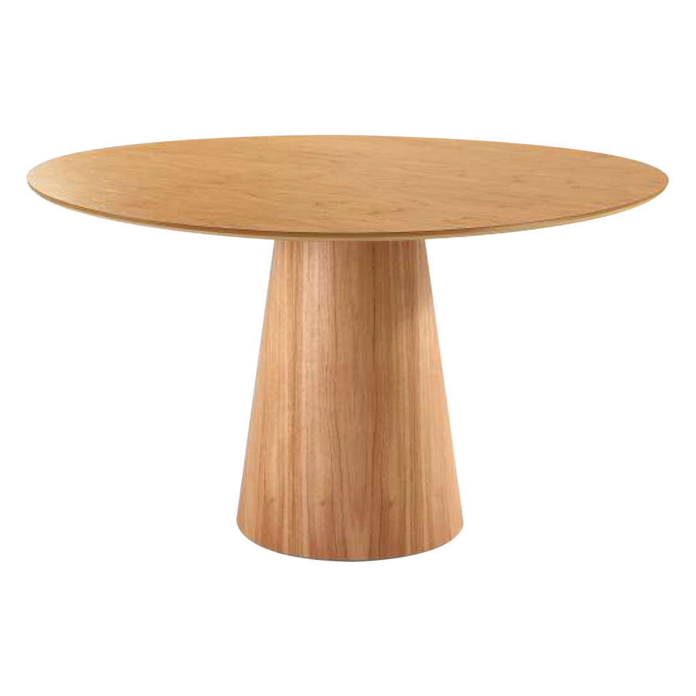 Mesa de Jantar Duna Redonda 1,20m Base Esculpida Madeira Maciça Cinamomo Mel