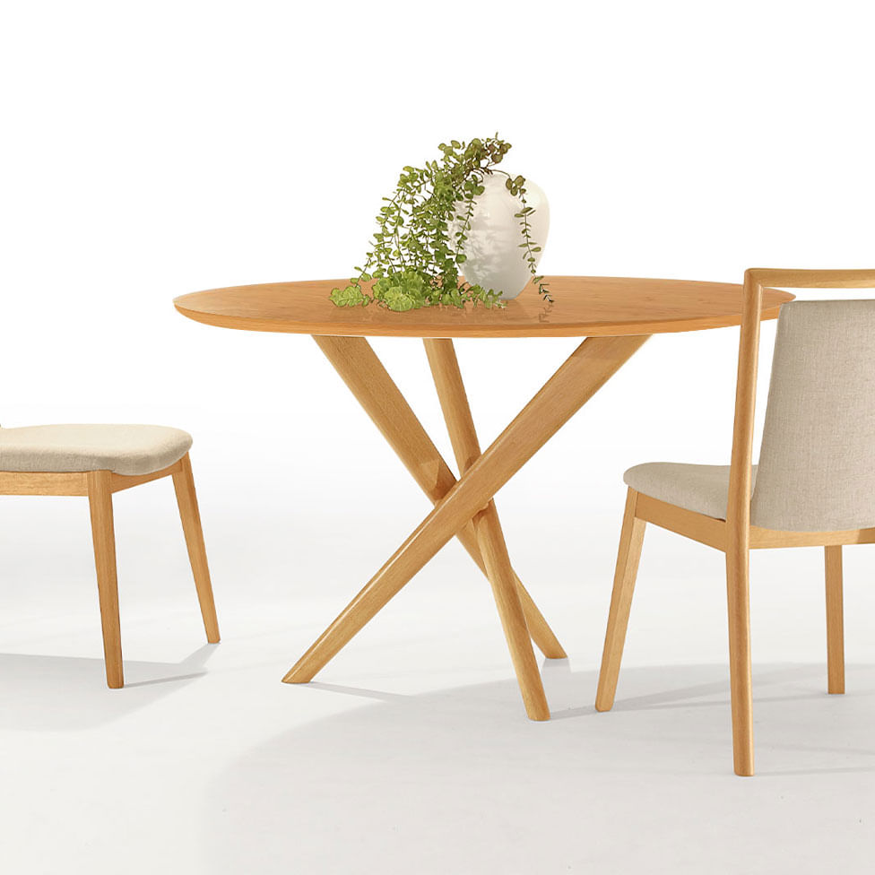 Mesa de Jantar Verso Redonda 1,20m Design Orgânico Madeira Maciça Cinamomo - Imagem 2