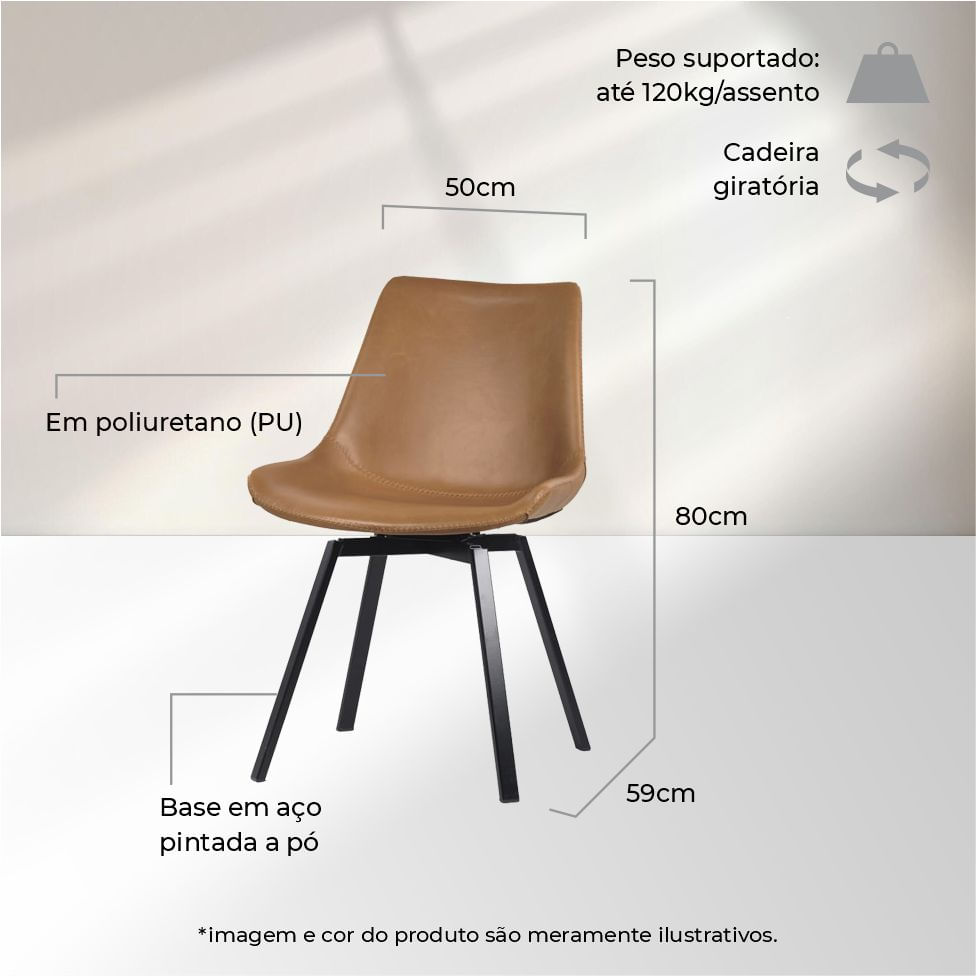 Cadeira Talia em Caramelo - Imagem 3