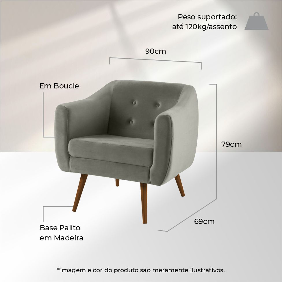 Poltrona Mimo em Boucle Cinza - Imagem 4