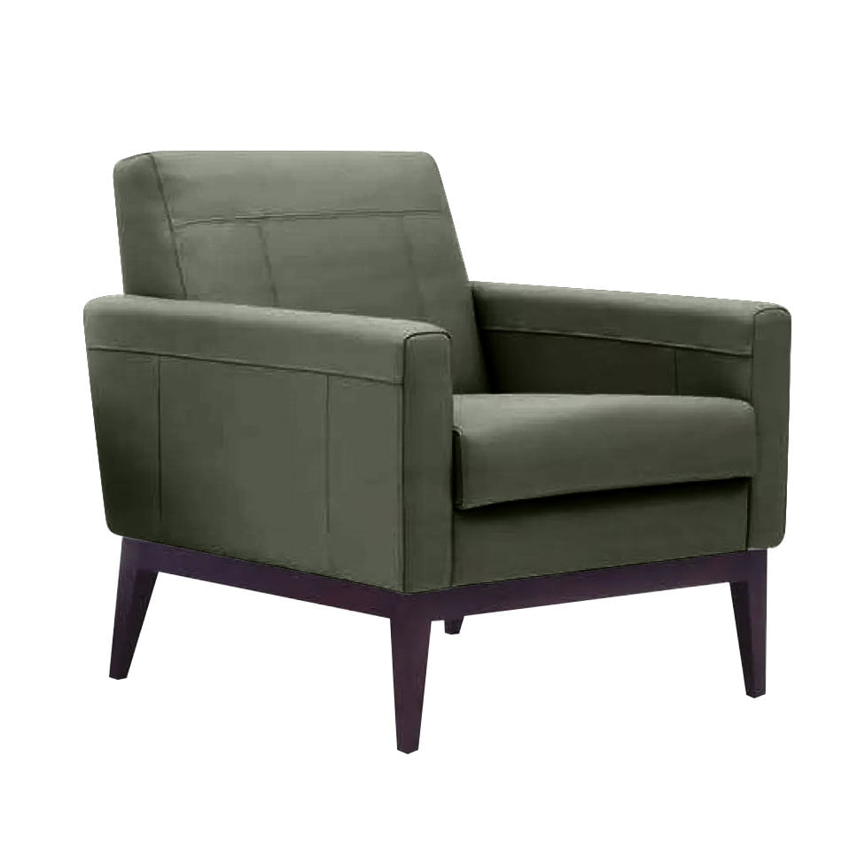 Poltrona Blass em Couro Sherwood Menta Base Madeira