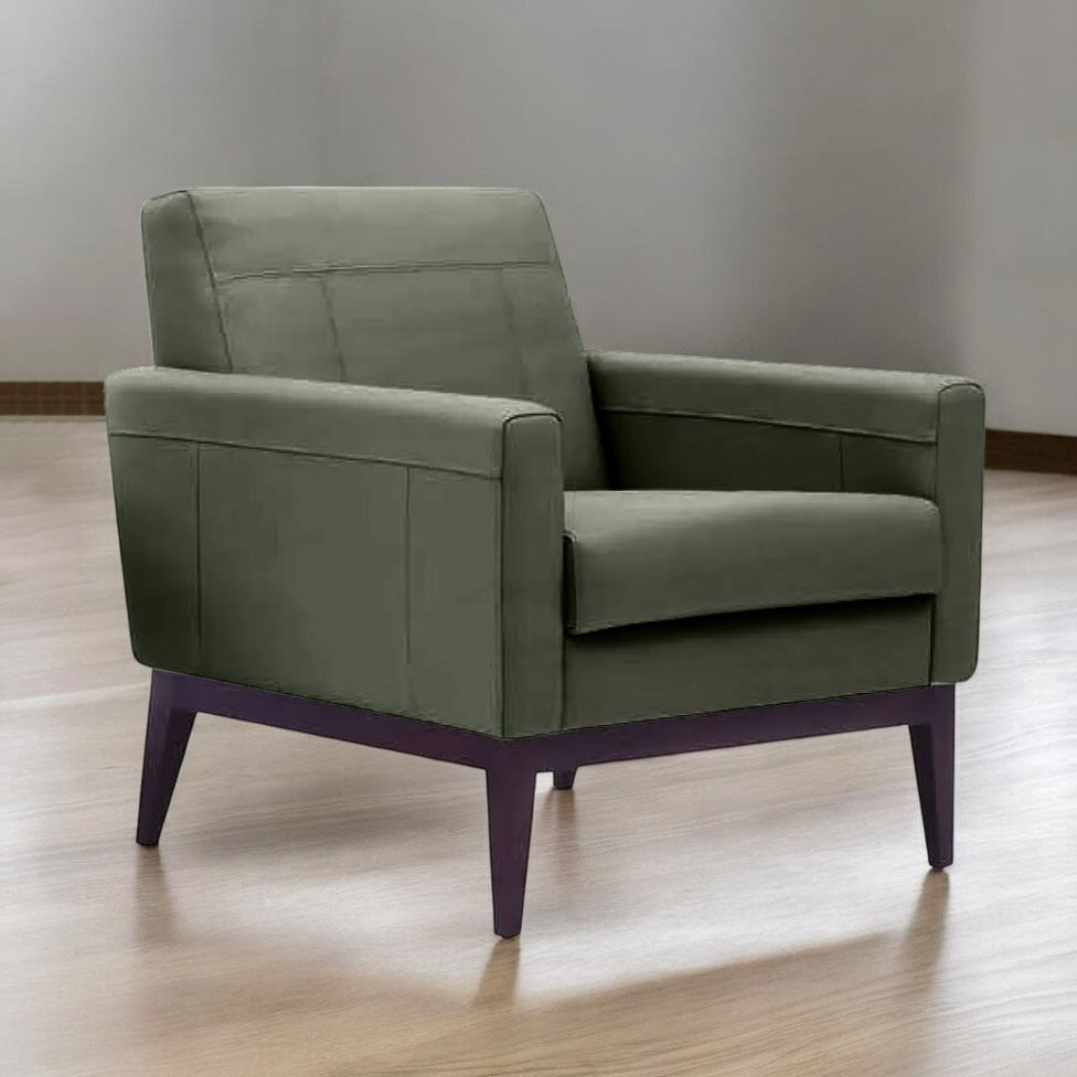 Poltrona Blass em Couro Sherwood Menta Base Madeira - Imagem 3
