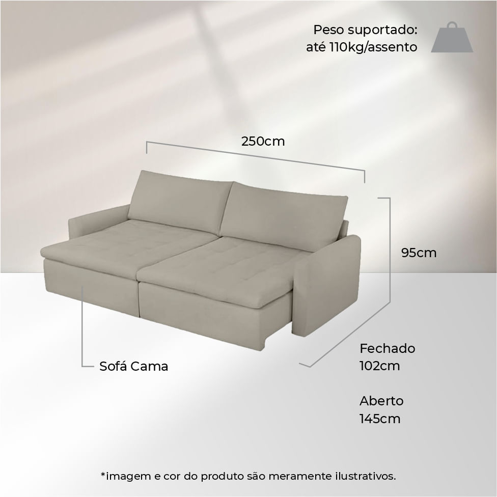 Sofá Lapidus sem Caixa em Linho Cinza 2,50ms - Imagem 6