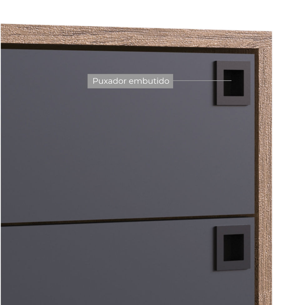 Gaveteiro Office para Escritório 4 Gavetas Grafite e Mel - Imagem 2