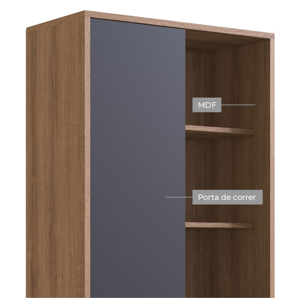 Estante Livreiro 1 Porta Mel e Grafite - Imagem 3