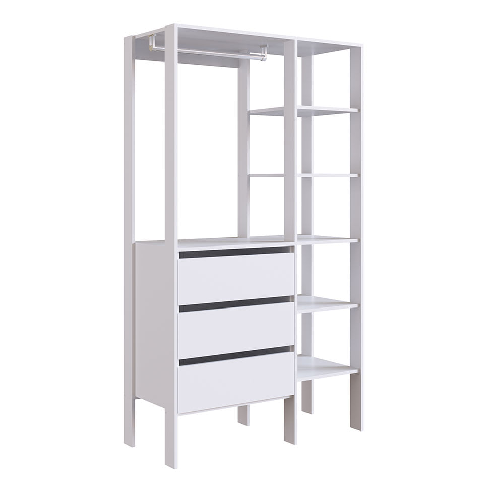 Guarda-Roupa Closet 3 Gavetas Branco