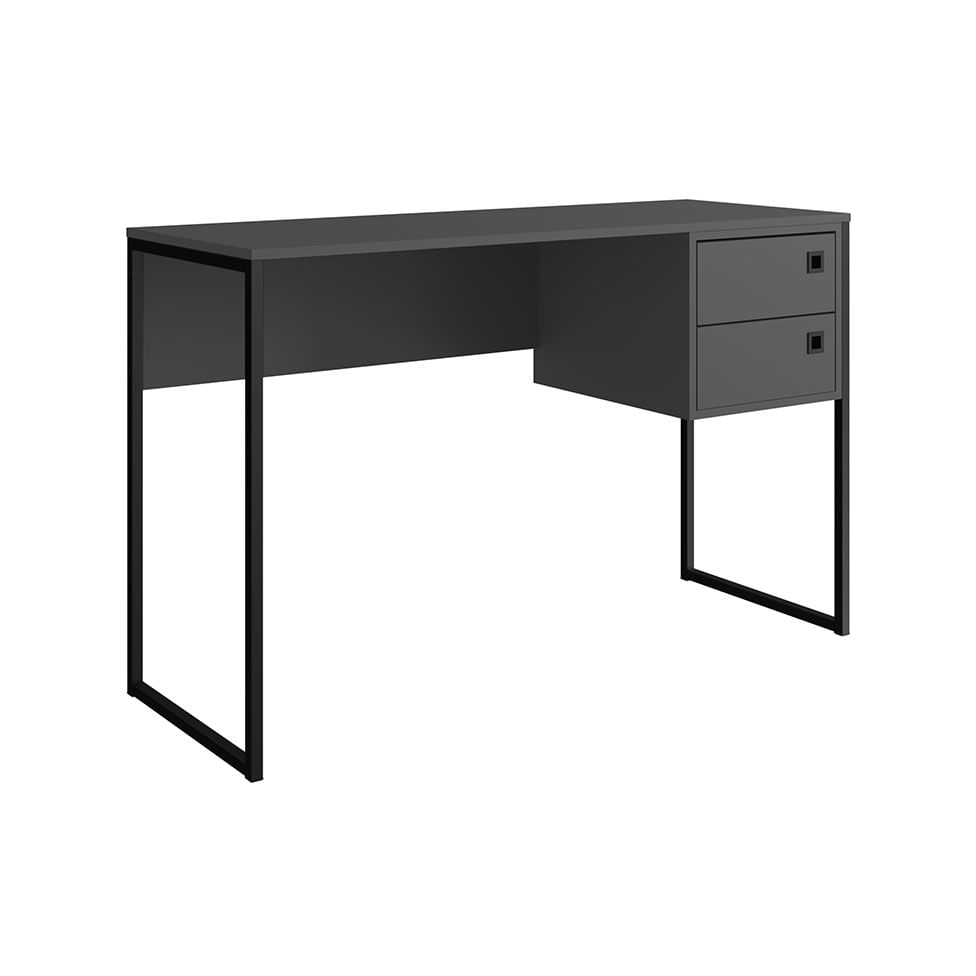 Mesa Escrivaninha Industrial para Escritório 2 Gaveta Preto e Grafite