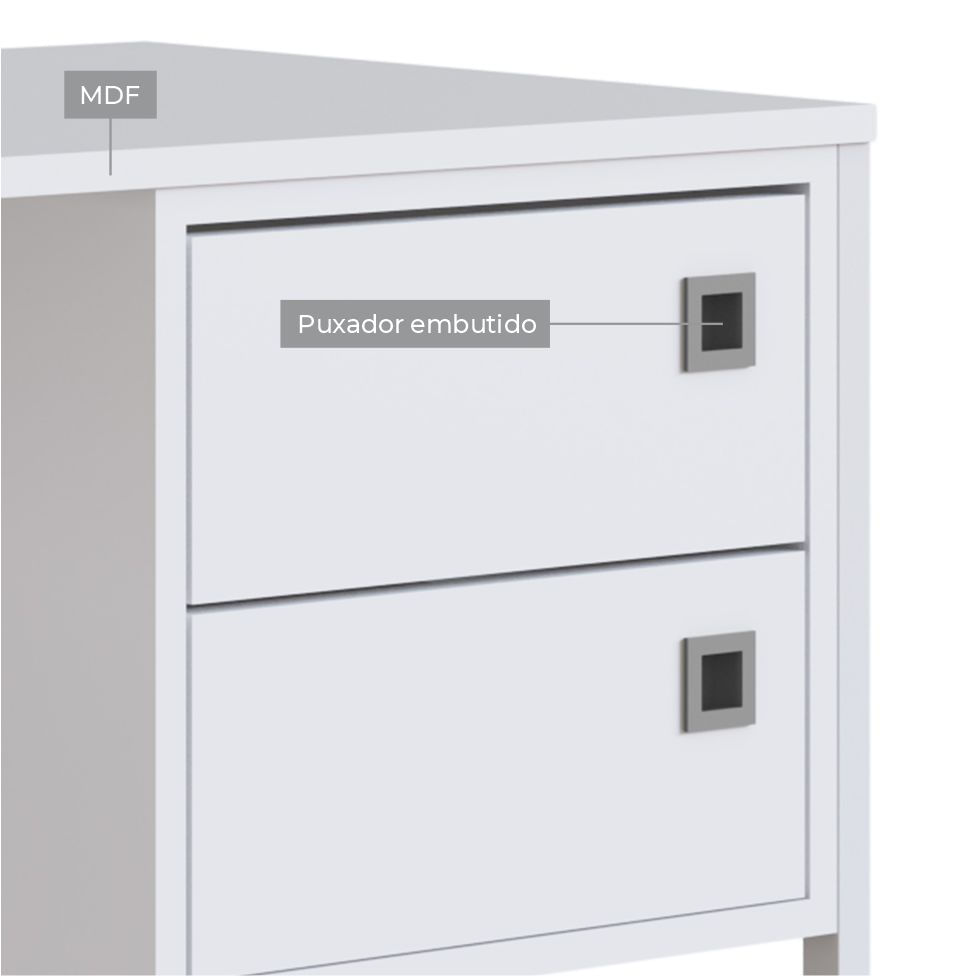Mesa Escrivaninha Industrial para Escritório 2 Gaveta Branca - Imagem 2