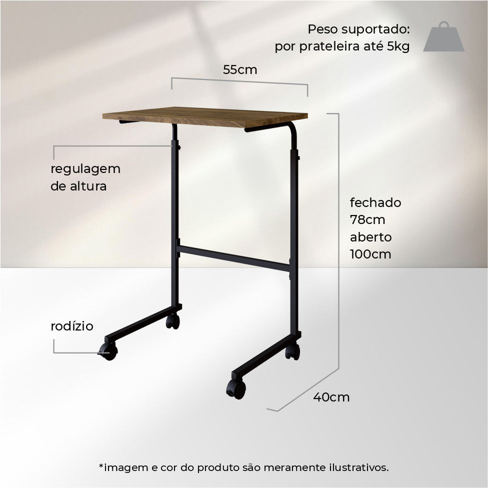 Mesa de Apoio Aproximação Mel Base Preta - Imagem 6