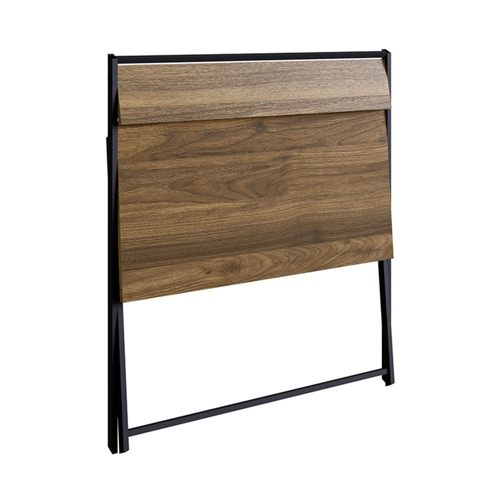 Mesa Escrivaninha Industrial para Escritório Dobrável com 1 Prateleira Preta e Mel - Imagem 2
