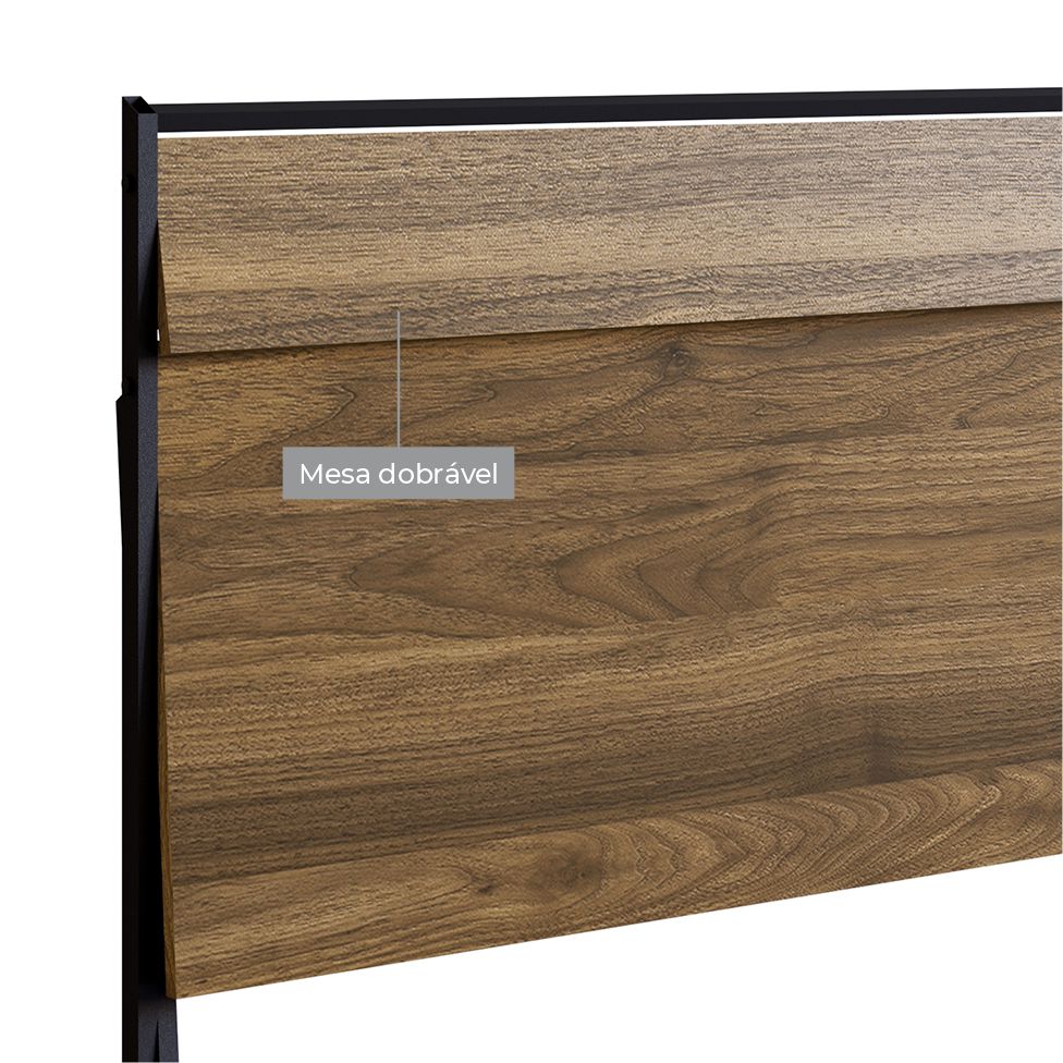 Mesa Escrivaninha Industrial para Escritório Dobrável com 1 Prateleira Preta e Mel - Imagem 4