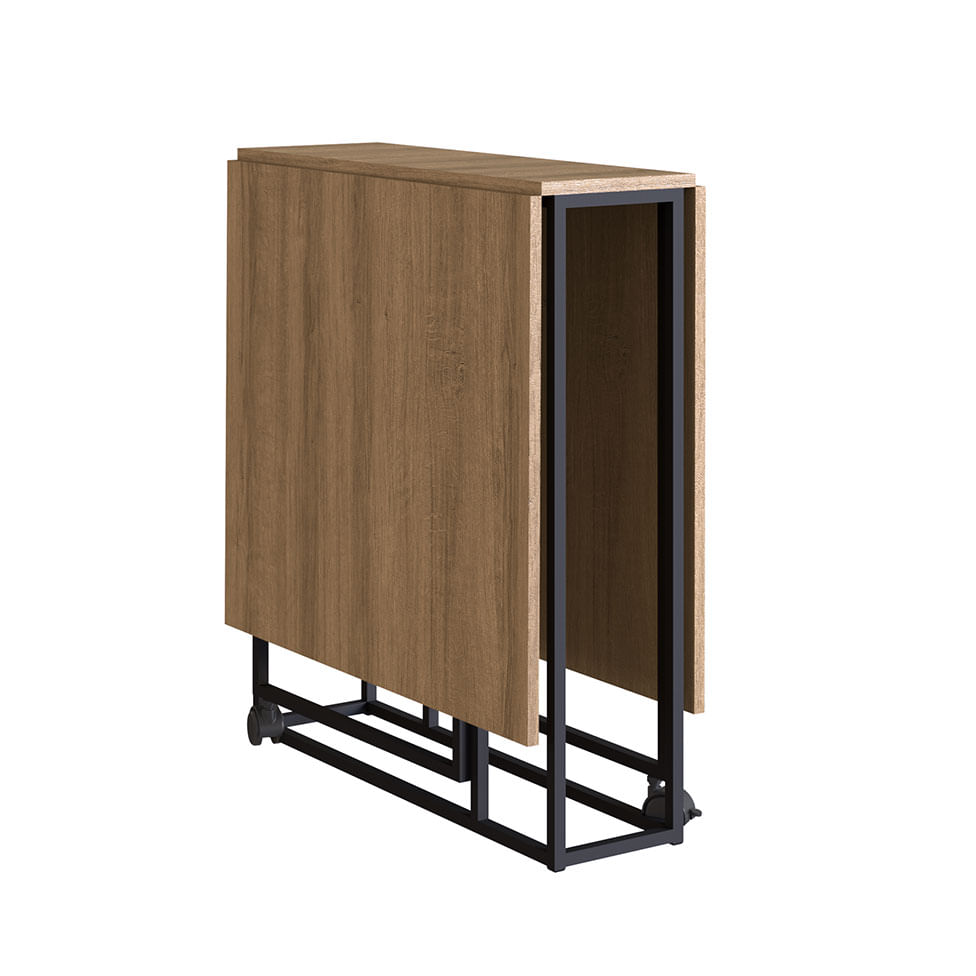 Mesa de Jantar Industrial Dobravel Mel Base Preta 1,42m - Imagem 2