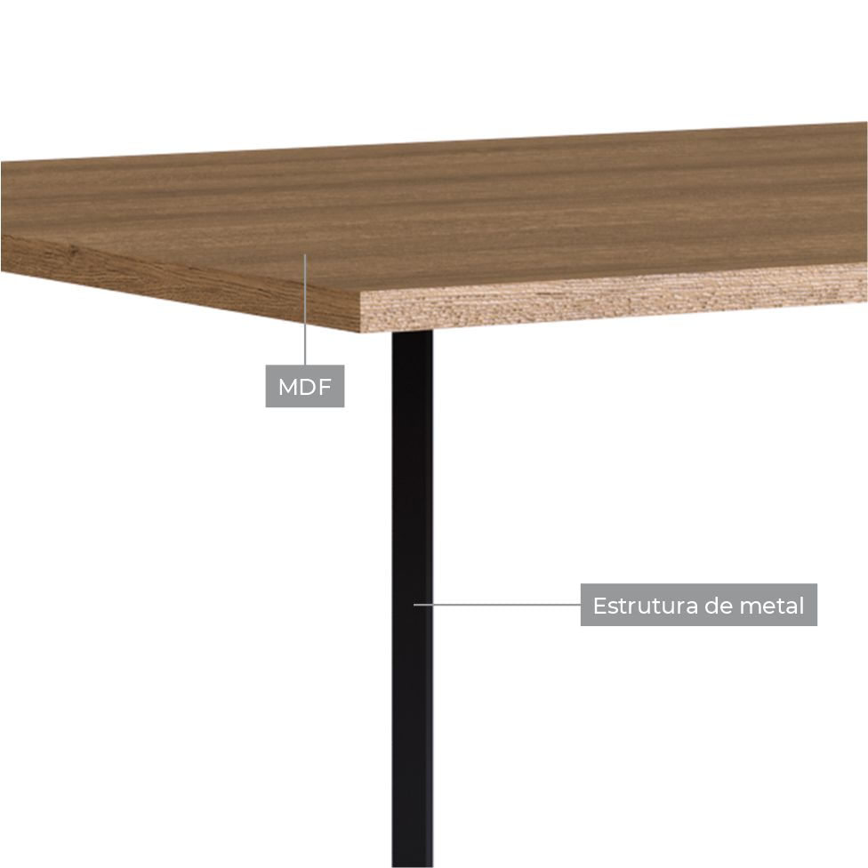 Mesa de Jantar Industrial Dobravel Mel Base Preta 1,42m - Imagem 3