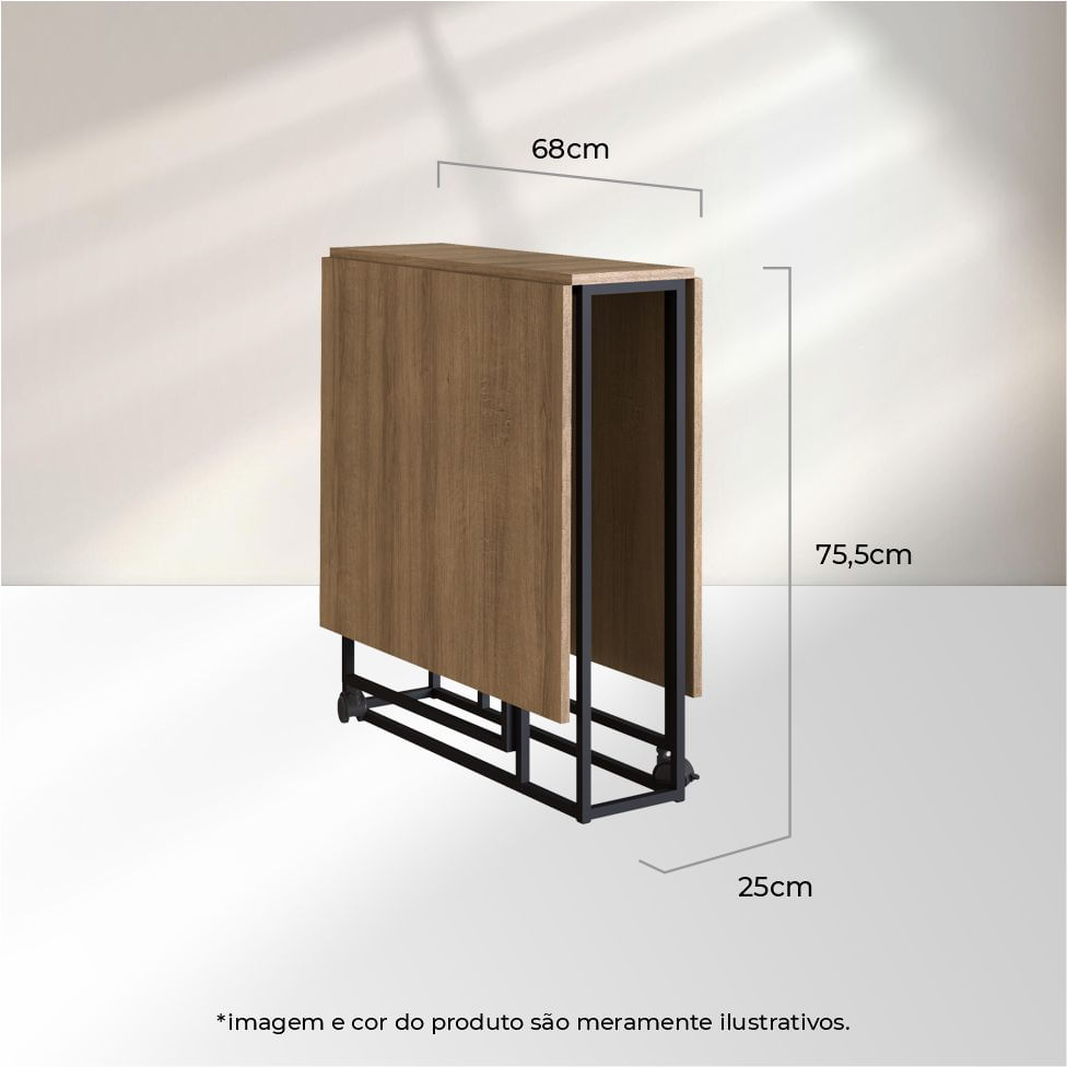 Mesa de Jantar Industrial Dobravel Mel Base Preta 1,42m - Imagem 8