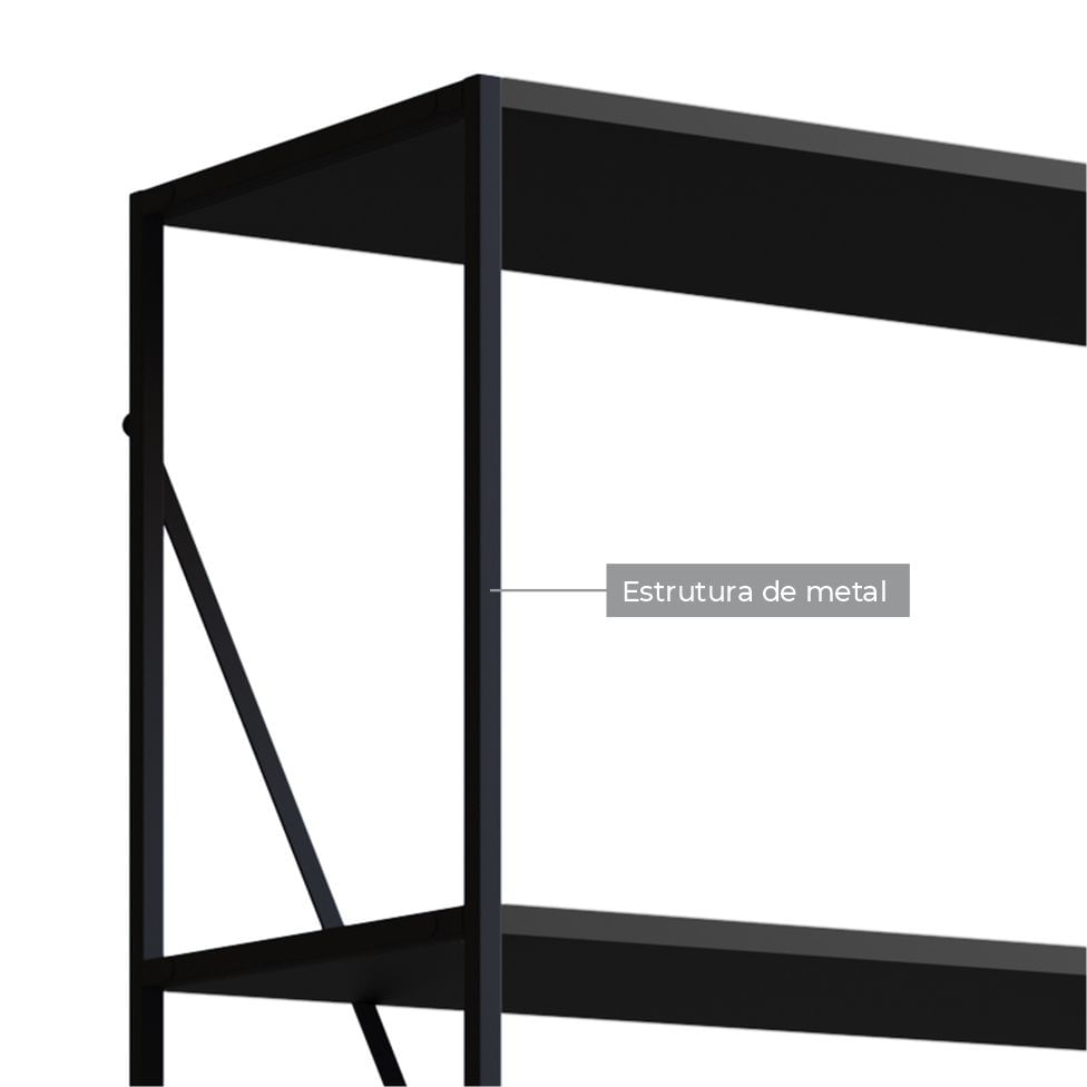 Estante Armário Studio Industrial 2 Portas Preta - Imagem 2