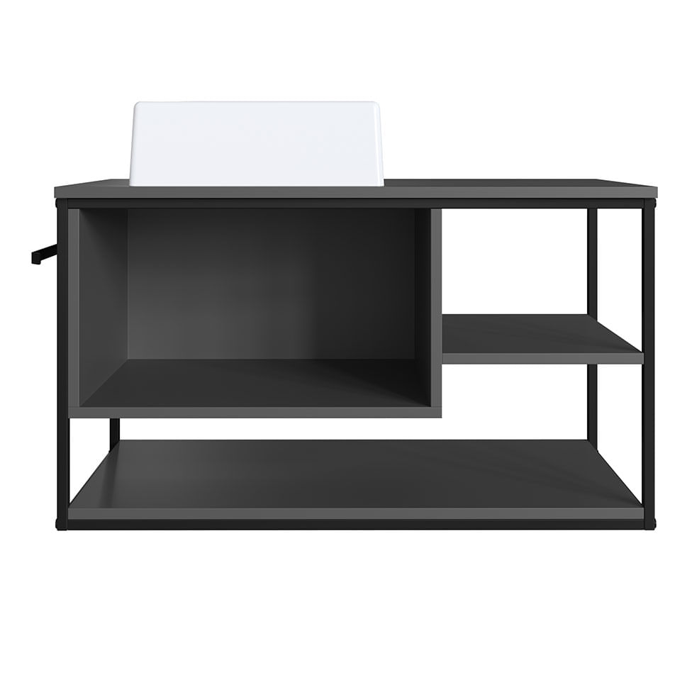 Gabinete Industrial para Banheiro Preto e Grafite com 1 Gaveta com Cuba Quadrada - Imagem 2
