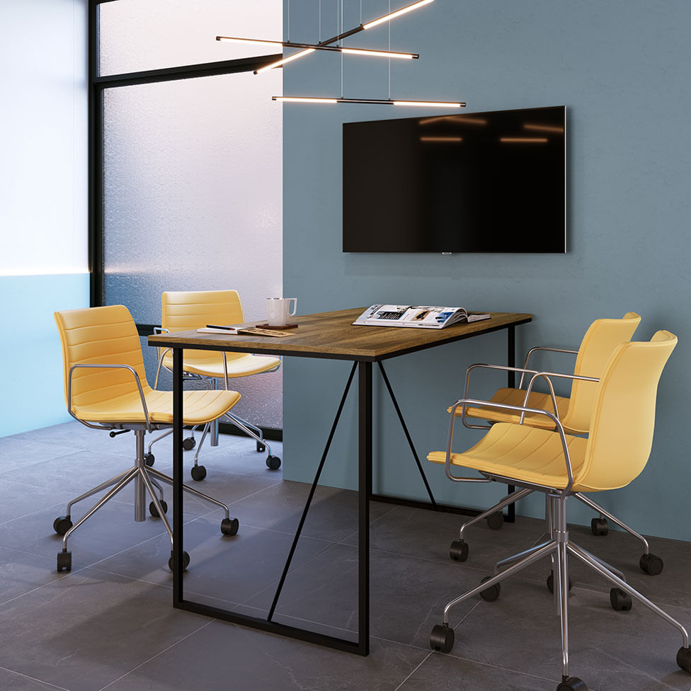 Mesa Escrivaninha Industrial para Escritório Preta e Castanho - Imagem 2