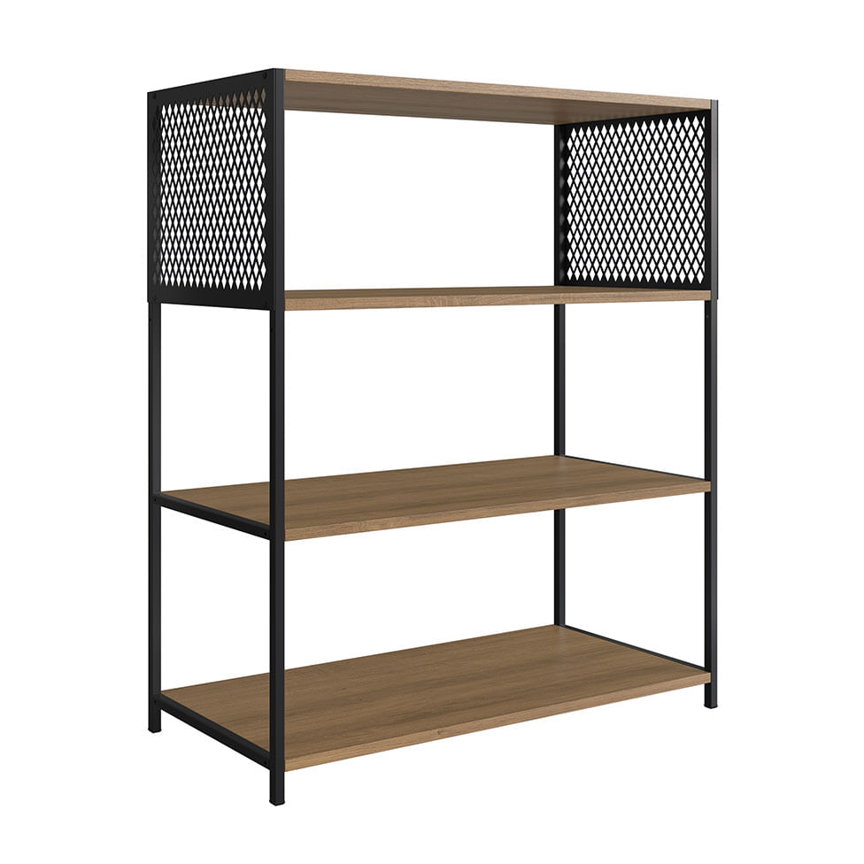 Estante Studio Média Industrial Preta e Mel - Imagem 2