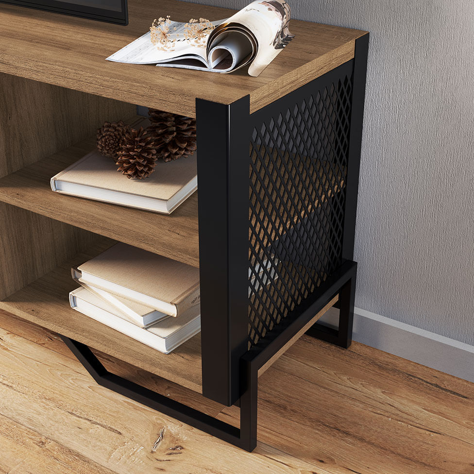 Rack Industrial com 1 Gaveta Preto e Mel - Imagem 2