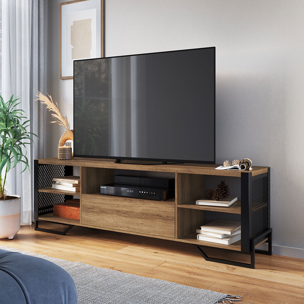 Rack Industrial com 1 Gaveta Preto e Mel - Imagem 3