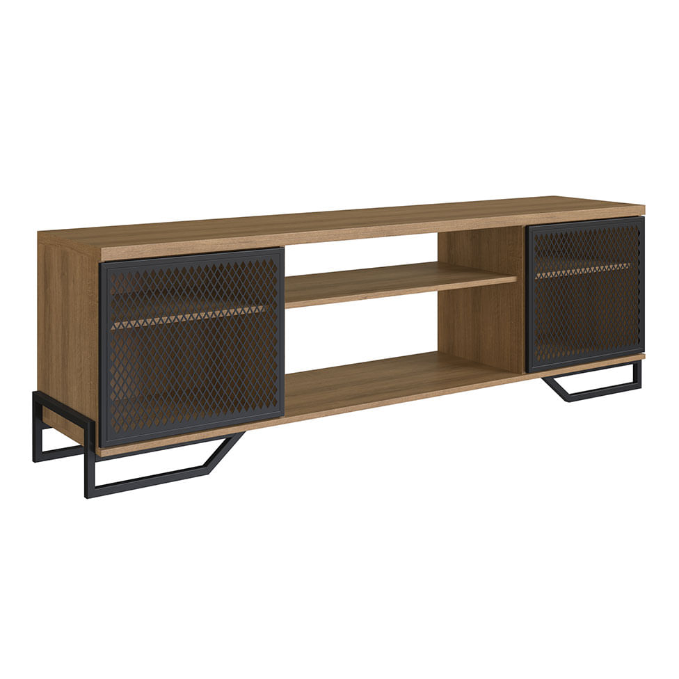 Rack Industrial com 2 Portas Preto e Mel