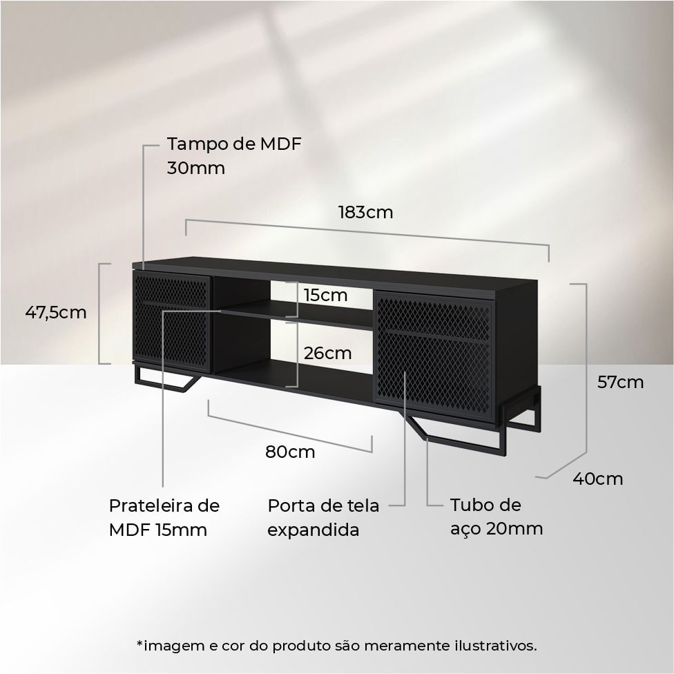 Rack Industrial com 2 Portas Preto - Imagem 4