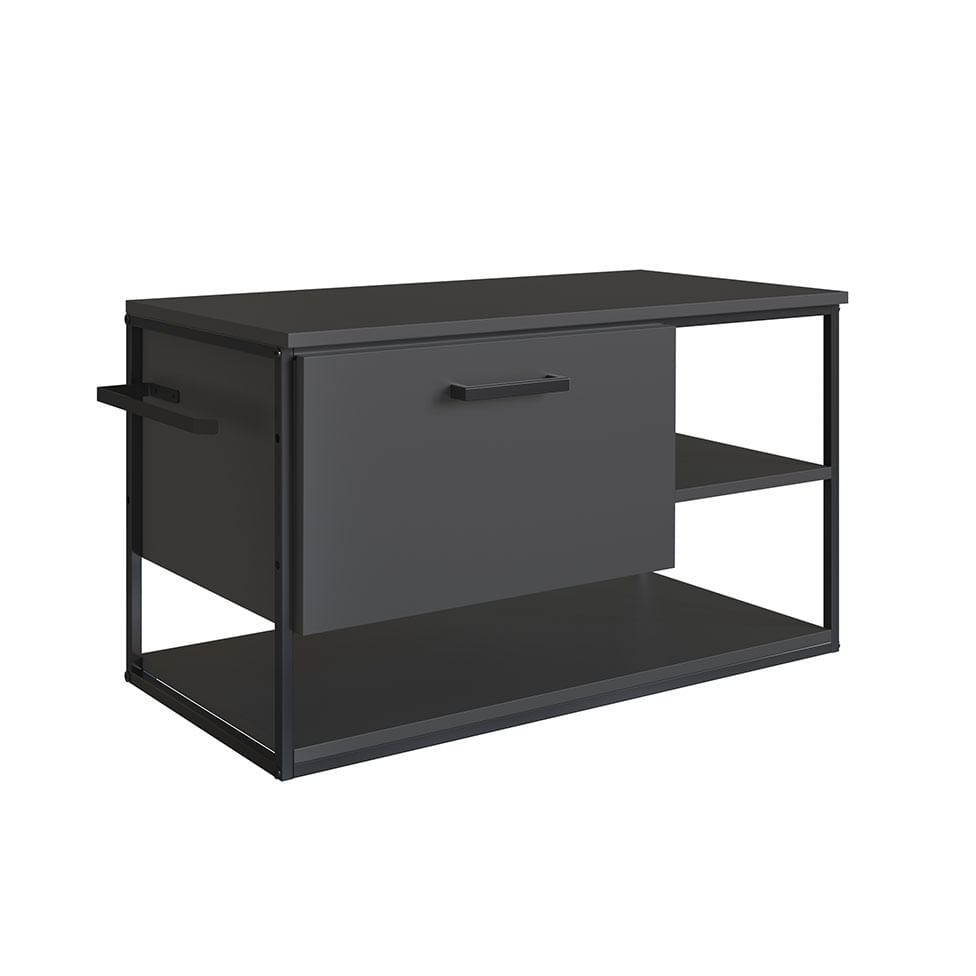 Gabinete Suspenso Industrial para Banheiro Preto e Grafite 1 Gaveta sem Cuba