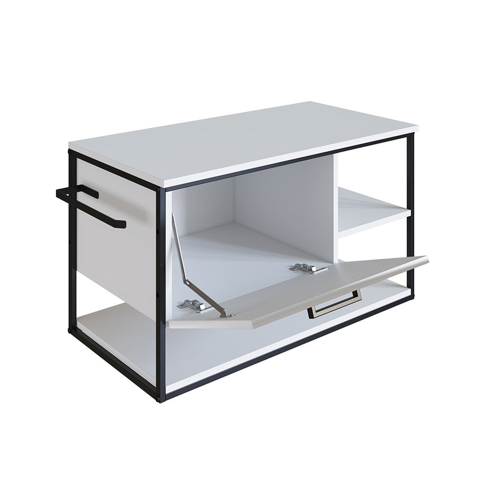 Gabinete Suspenso Industrial para Banheiro Branco e Preto 1 Gaveta sem Cuba - Imagem 2