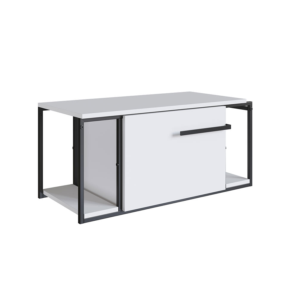 Gabinete Suspenso Industrial para Banheiro Preto e Branco 1 Porta sem Cuba