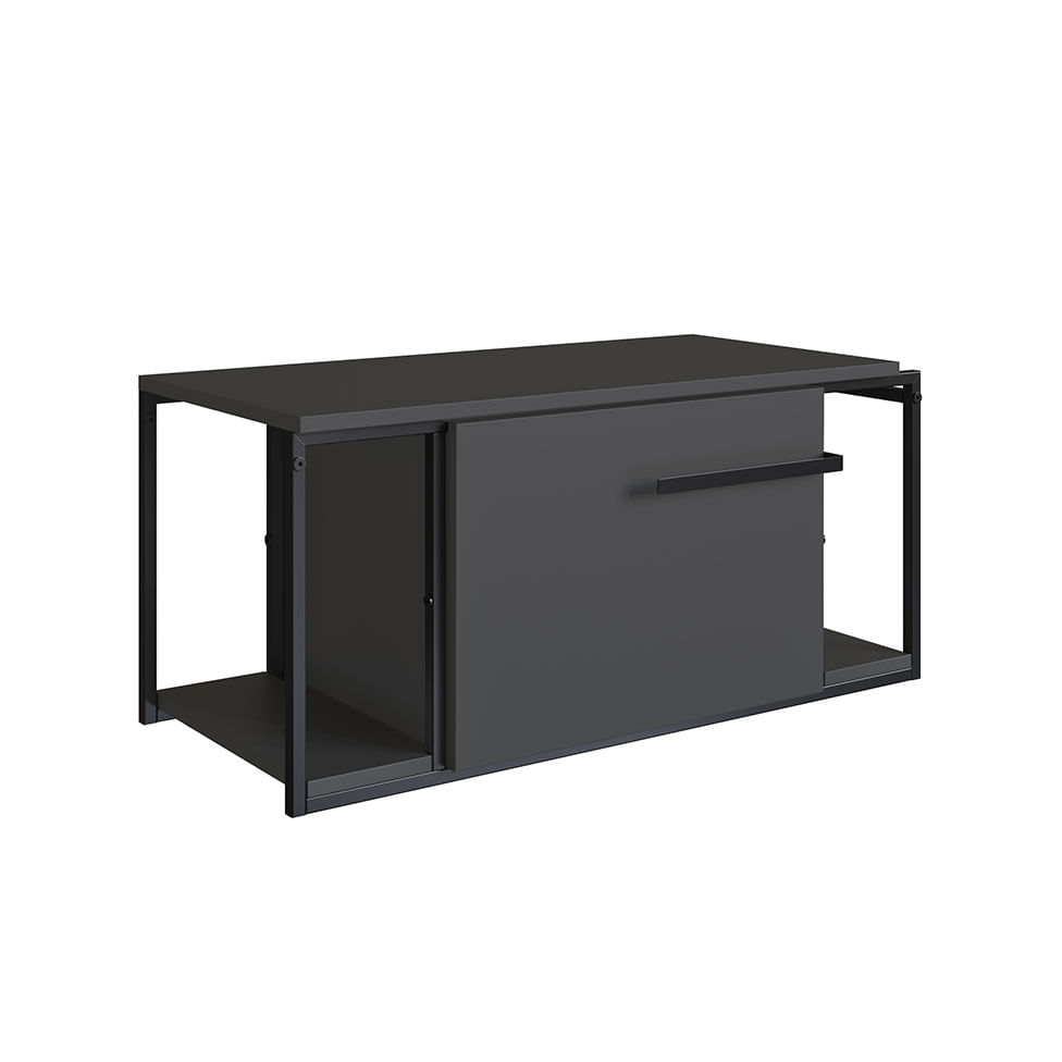 Gabinete Suspenso Industrial para Banheiro Preto e Grafite 1 Porta sem Cuba