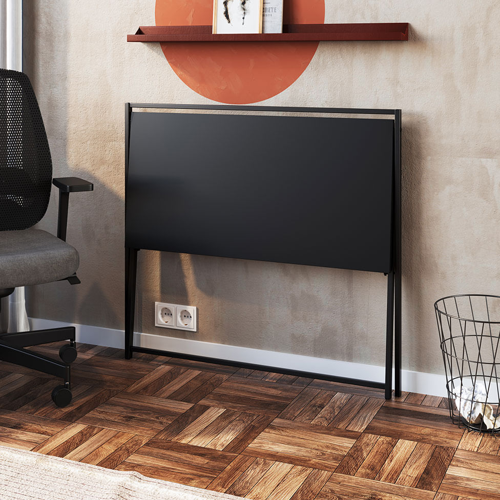 Mesa Escrivaninha Industrial para Escritório Dobrável Preta e Grafite - Imagem 3