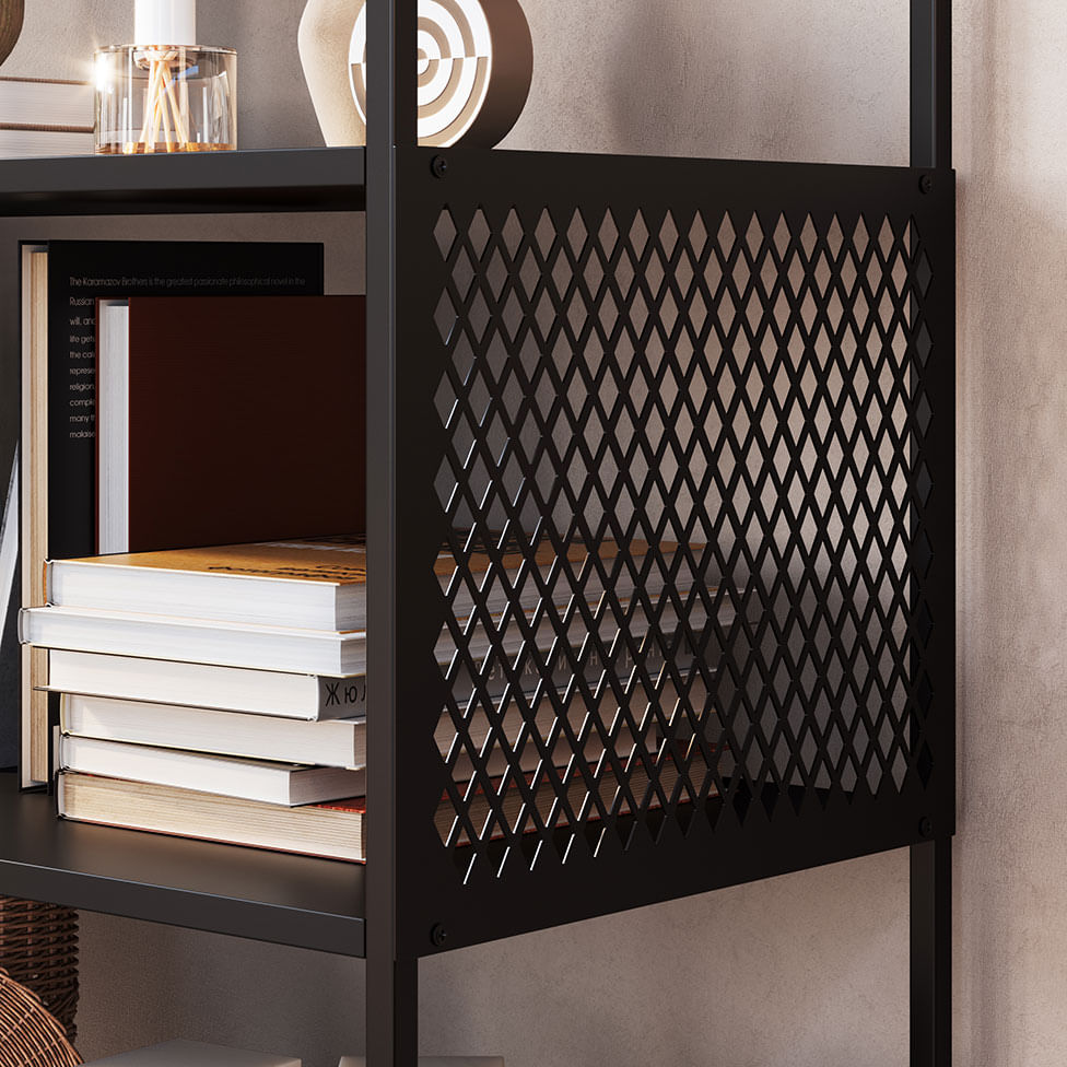 Estante Studio Média Industrial 3 Portas Preta - Imagem 3