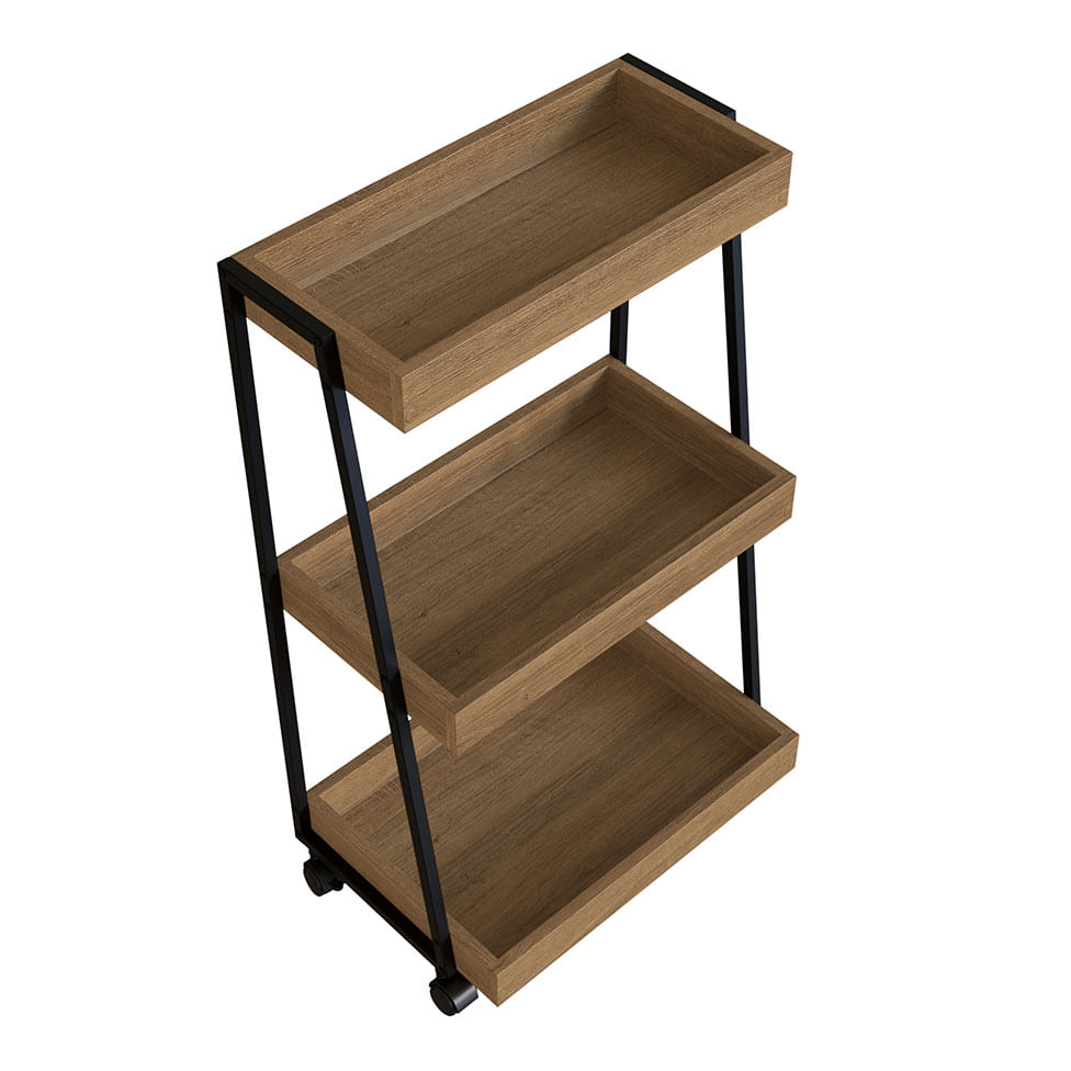 Carrinho Organizador Multiuso 3 Prateleira Preto e Mel - Imagem 2