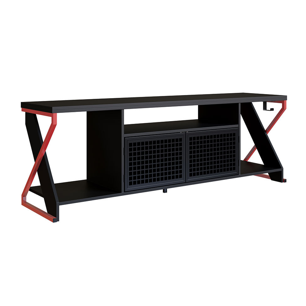 Rack Gamer Industrial com 2 Portas Preto e Vermelho