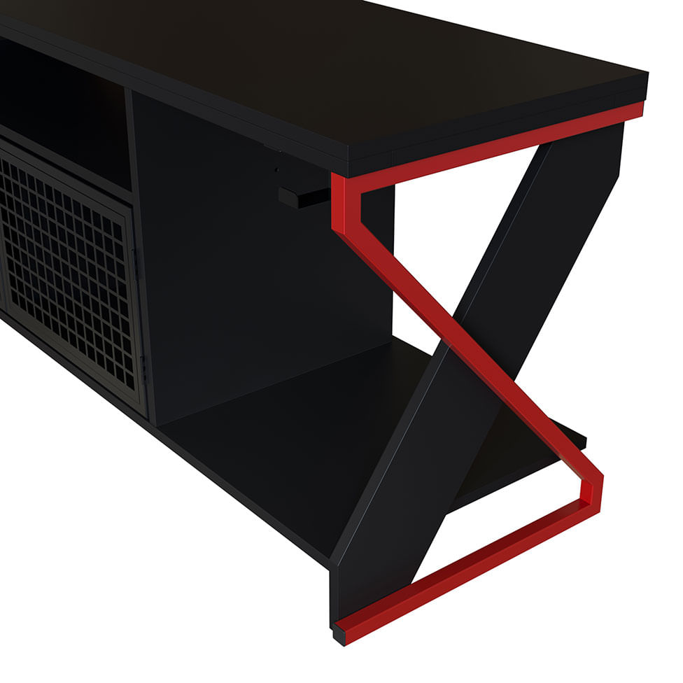 Rack Gamer Industrial com 2 Portas Preto e Vermelho - Imagem 3