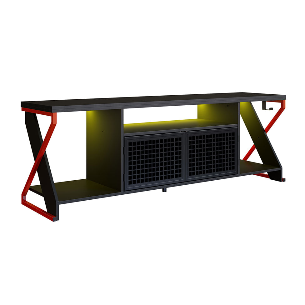 Rack Gamer Industrial com 2 Portas Preto e Vermelho - Imagem 4