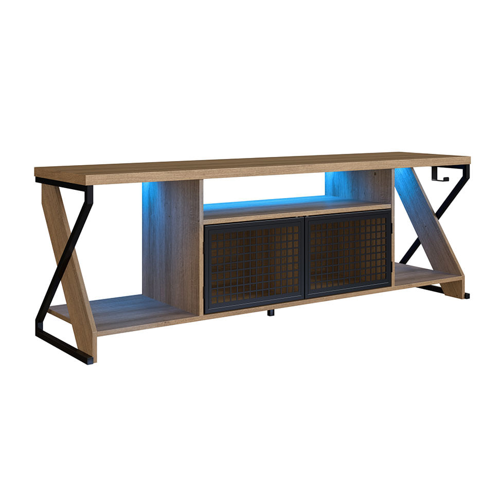 Rack Gamer Industrial com 2 Portas Preto e Mel - Imagem 5