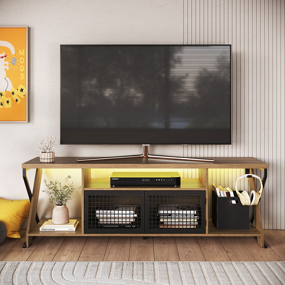 Rack Gamer Industrial com 2 Portas Preto e Mel - Imagem 6