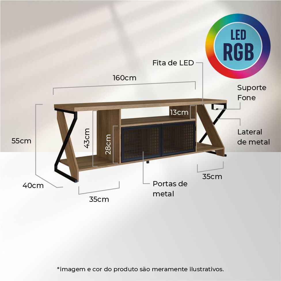 Rack Gamer Industrial com 2 Portas Preto e Mel - Imagem 8